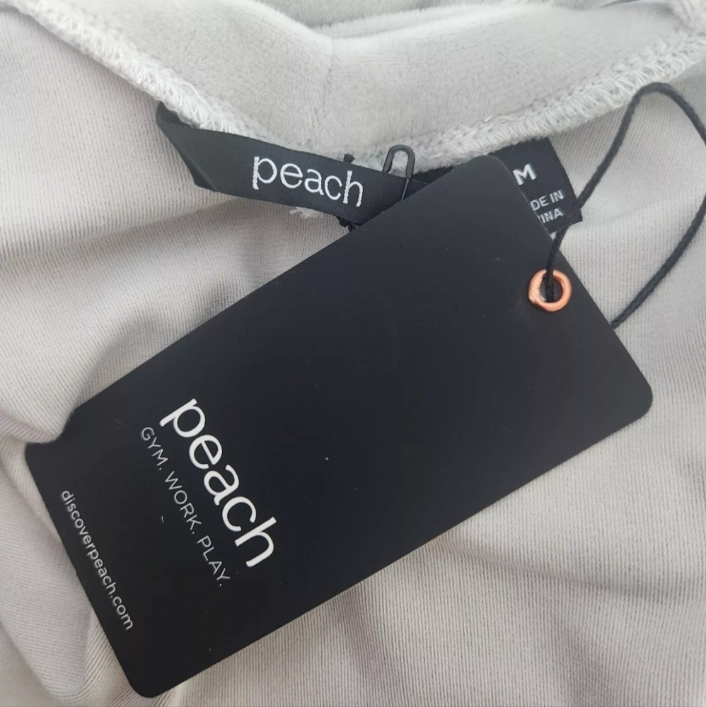 Peach Athletic Brand Gray Velour Velvet Sweater Top Running Size M NEW NWT - Picture 5 of 5